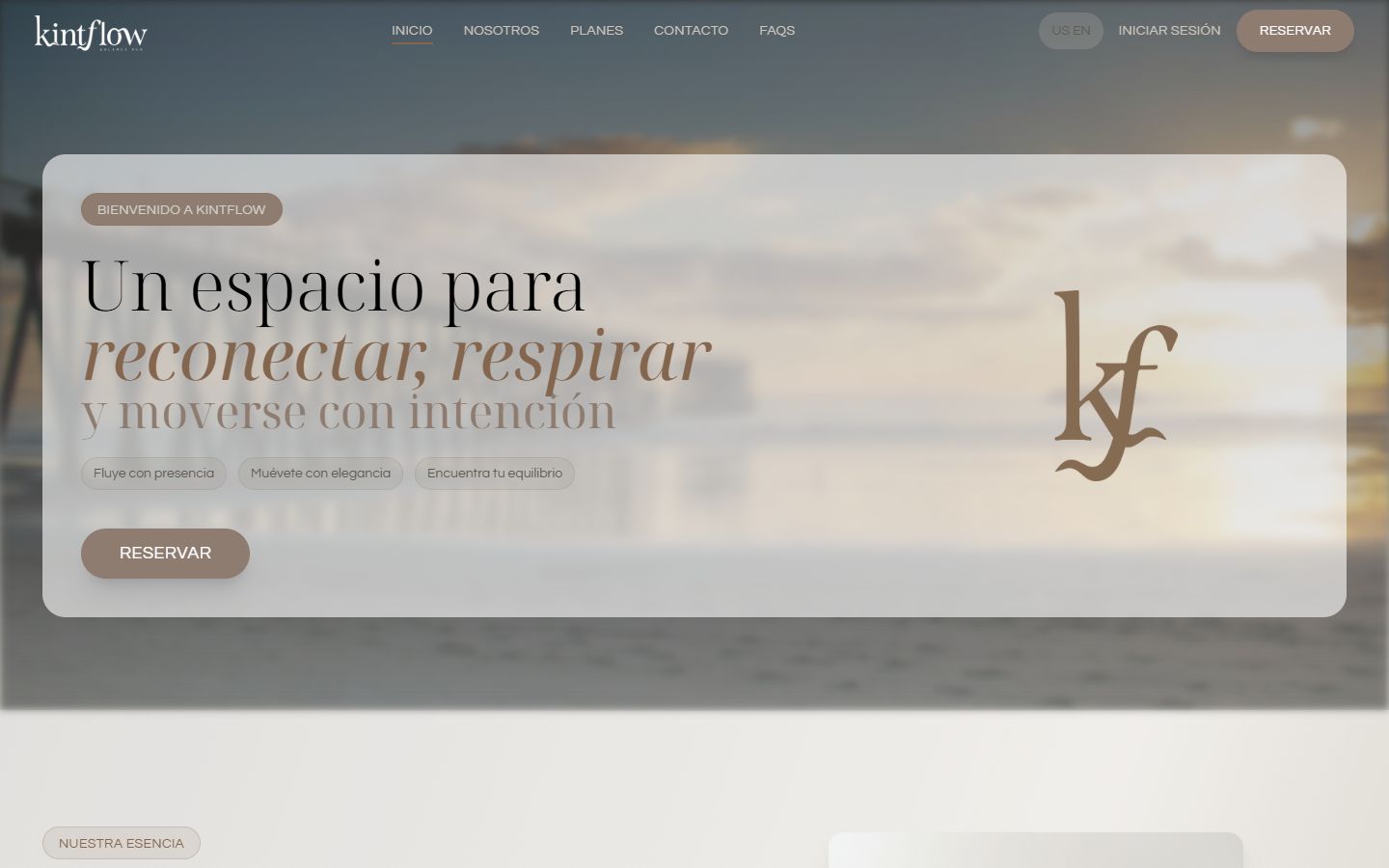 Landing de Kintflow en escritorio
